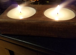 2 hole wooden cheese mold candle