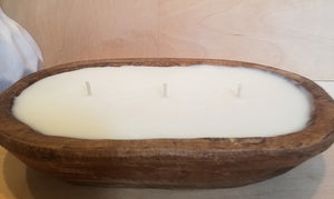 3 wick wood dough bowl candle