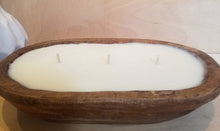 Load image into Gallery viewer, 3 wick wood dough bowl candle