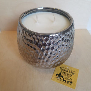 28 oz Hammered Silver 2 Wick Candle